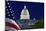 USA, Washington DC. Capitol Building and US flag at night.-Jaynes Gallery-Mounted Photographic Print
