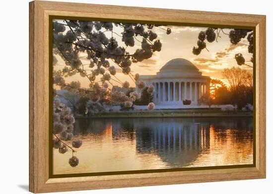 USA, Washington DC, Jefferson Memorial with Cherry Blossoms at Sunrise-Hollice Looney-Framed Premier Image Canvas