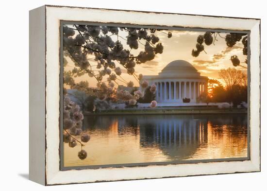 USA, Washington DC, Jefferson Memorial with Cherry Blossoms at Sunrise-Hollice Looney-Framed Premier Image Canvas