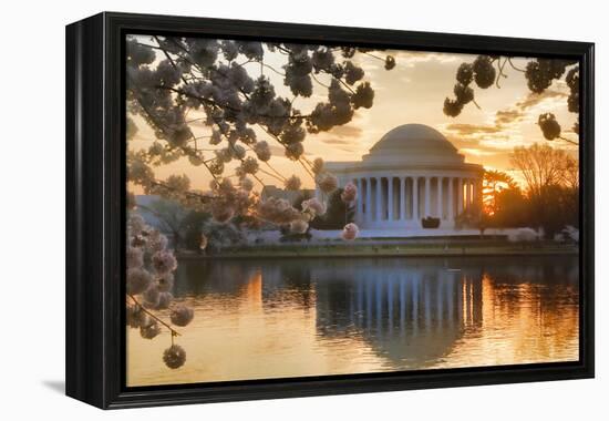 USA, Washington DC, Jefferson Memorial with Cherry Blossoms at Sunrise-Hollice Looney-Framed Premier Image Canvas