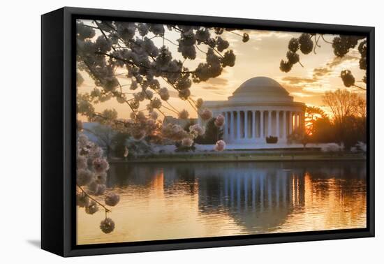 USA, Washington DC, Jefferson Memorial with Cherry Blossoms at Sunrise-Hollice Looney-Framed Premier Image Canvas