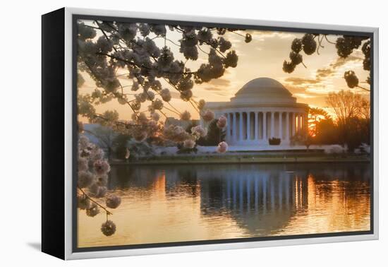 USA, Washington DC, Jefferson Memorial with Cherry Blossoms at Sunrise-Hollice Looney-Framed Premier Image Canvas