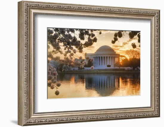 USA, Washington DC, Jefferson Memorial with Cherry Blossoms at Sunrise-Hollice Looney-Framed Photographic Print