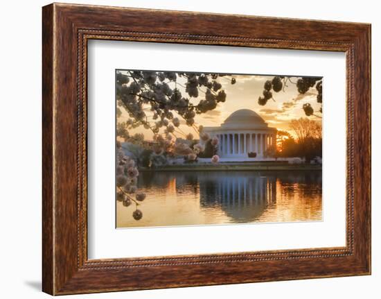 USA, Washington DC, Jefferson Memorial with Cherry Blossoms at Sunrise-Hollice Looney-Framed Photographic Print