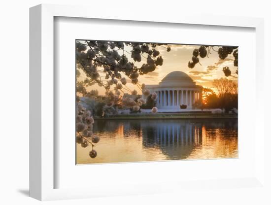 USA, Washington DC, Jefferson Memorial with Cherry Blossoms at Sunrise-Hollice Looney-Framed Photographic Print