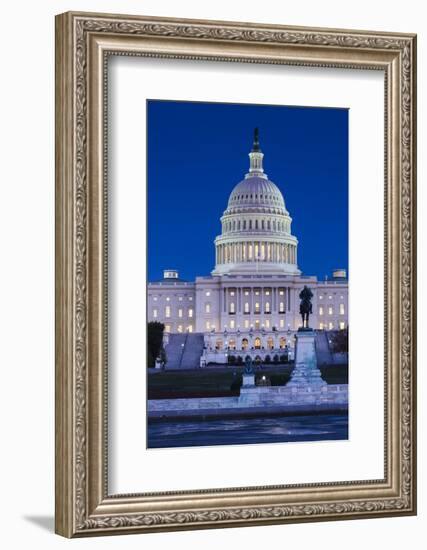 Usa, Washington Dc, Us Capitol, Dusk-Walter Bibikow-Framed Photographic Print