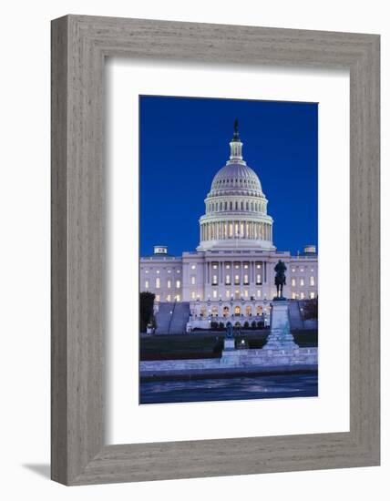 Usa, Washington Dc, Us Capitol, Dusk-Walter Bibikow-Framed Photographic Print