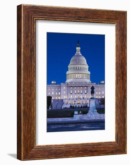 Usa, Washington Dc, Us Capitol, Dusk-Walter Bibikow-Framed Photographic Print