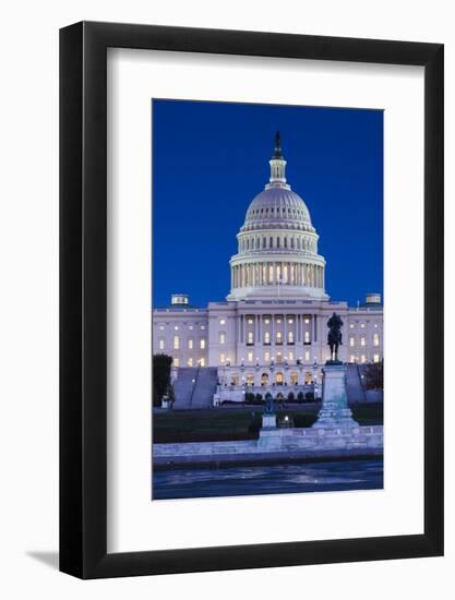 Usa, Washington Dc, Us Capitol, Dusk-Walter Bibikow-Framed Photographic Print