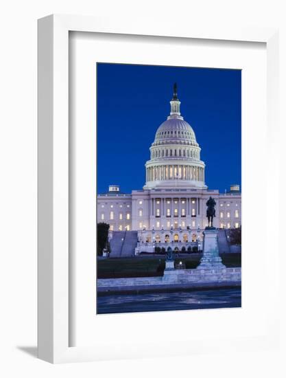 Usa, Washington Dc, Us Capitol, Dusk-Walter Bibikow-Framed Photographic Print