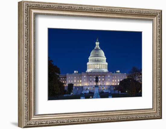 Usa, Washington Dc, Us Capitol, Dusk-Walter Bibikow-Framed Photographic Print