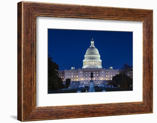 Usa, Washington Dc, Us Capitol, Dusk-Walter Bibikow-Framed Photographic Print