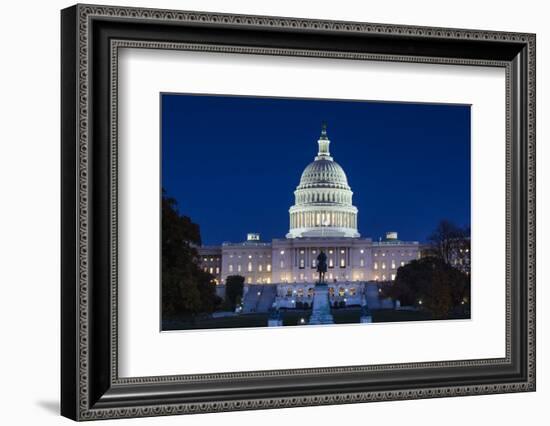 Usa, Washington Dc, Us Capitol, Dusk-Walter Bibikow-Framed Photographic Print