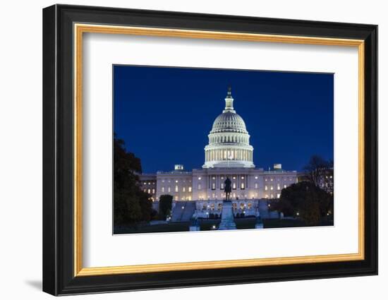 Usa, Washington Dc, Us Capitol, Dusk-Walter Bibikow-Framed Photographic Print