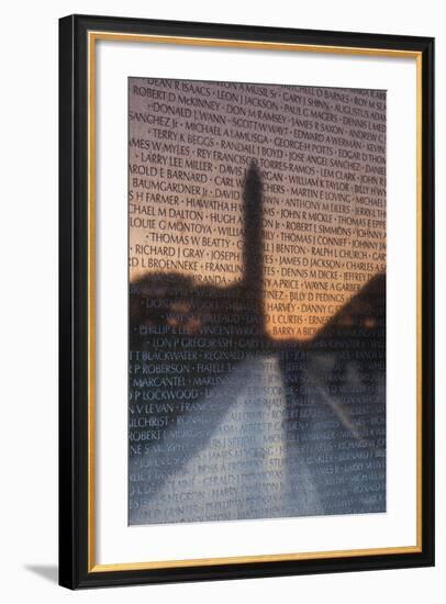 USA, Washington Dc, Vietnam War Memorial Reflects Washington Monument-Walter Bibikow-Framed Photographic Print