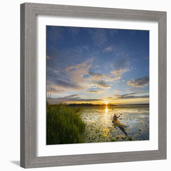 USA, Washington. Kayaker Paddling on Lake Washington's Union Bay-Gary Luhm-Framed Photographic Print