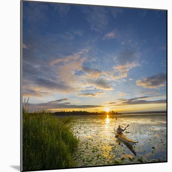 USA, Washington. Kayaker Paddling on Lake Washington's Union Bay-Gary Luhm-Mounted Photographic Print