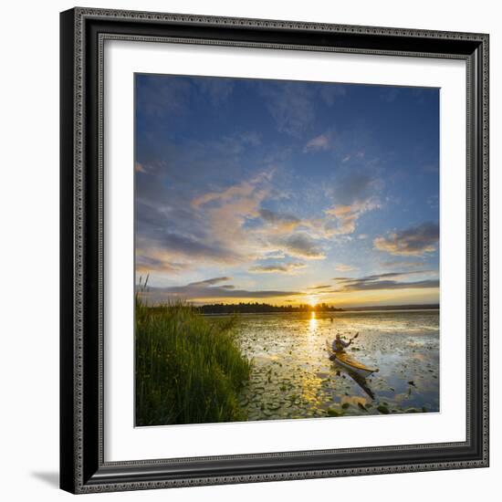 USA, Washington. Kayaker Paddling on Lake Washington's Union Bay-Gary Luhm-Framed Photographic Print