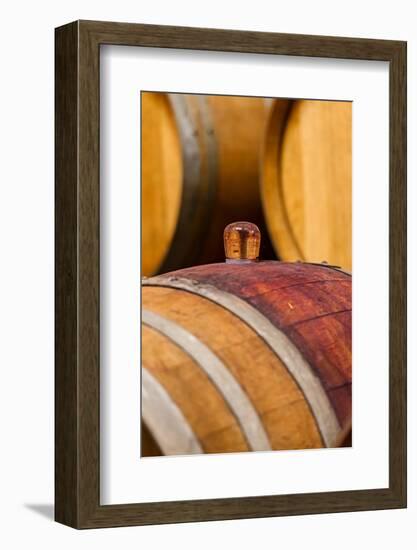 USA, Washington, Leavenworth. Glass bung in barrel cellar.-Richard Duval-Framed Photographic Print