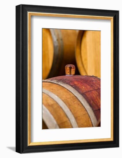USA, Washington, Leavenworth. Glass bung in barrel cellar.-Richard Duval-Framed Photographic Print