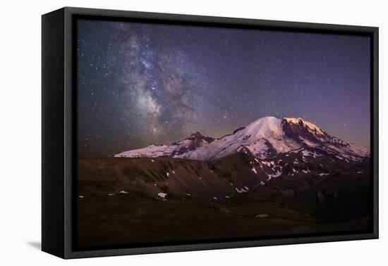 USA, Washington. Milky Way and Mt. Rainier, Mt. Rainier-Gary Luhm-Framed Premier Image Canvas