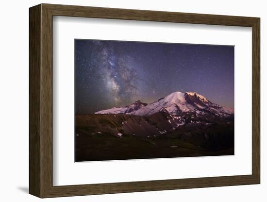 USA, Washington. Milky Way and Mt. Rainier, Mt. Rainier-Gary Luhm-Framed Photographic Print