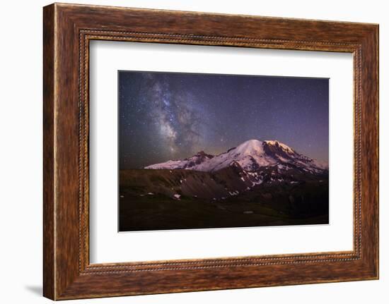 USA, Washington. Milky Way and Mt. Rainier, Mt. Rainier-Gary Luhm-Framed Photographic Print