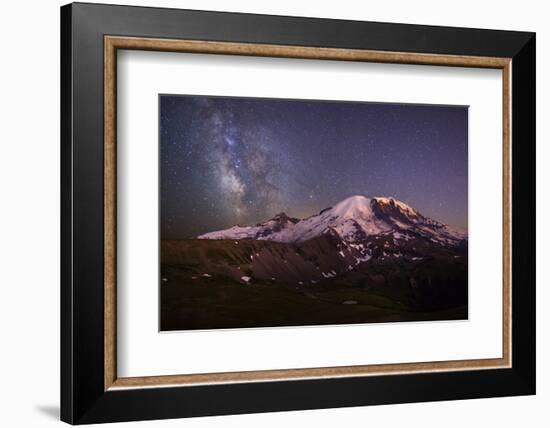 USA, Washington. Milky Way and Mt. Rainier, Mt. Rainier-Gary Luhm-Framed Photographic Print