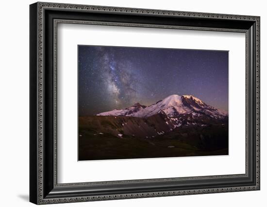 USA, Washington. Milky Way and Mt. Rainier, Mt. Rainier-Gary Luhm-Framed Photographic Print