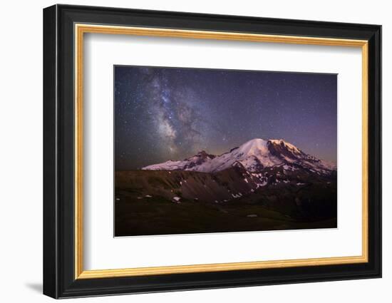 USA, Washington. Milky Way and Mt. Rainier, Mt. Rainier-Gary Luhm-Framed Photographic Print