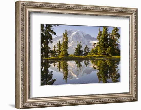 USA, Washington. Mt. Rainier Reflecting in a Tarn Near Plummer Peak-Gary Luhm-Framed Photographic Print