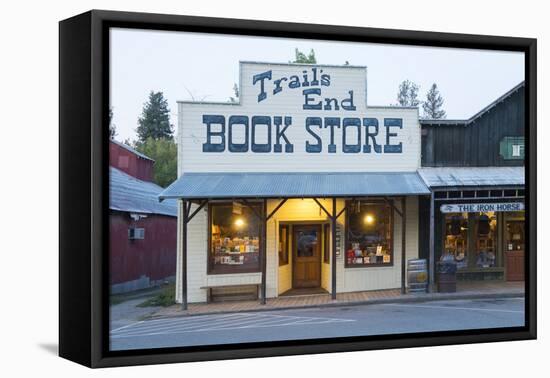 Usa, Washington, Okanogan County, Winthrop, Book Store at Dusk-Christian Heeb-Framed Premier Image Canvas