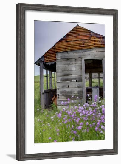 USA, Washington, Palouse. Homestead Surrounded by Wildflowers-Terry Eggers-Framed Photographic Print