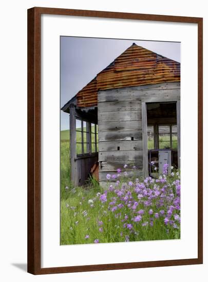 USA, Washington, Palouse. Homestead Surrounded by Wildflowers-Terry Eggers-Framed Photographic Print