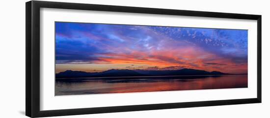 USA, Washington, Seabeck. Sunset panoramic of Hood Canal and Olympic Mountains.-Jaynes Gallery-Framed Photographic Print