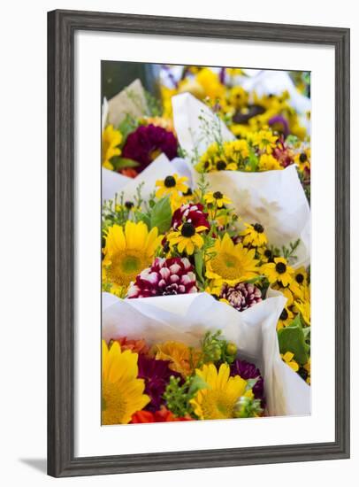 USA, Washington, Seattle, Colorful bouquets at Pike Place Public.-Trish Drury-Framed Photographic Print