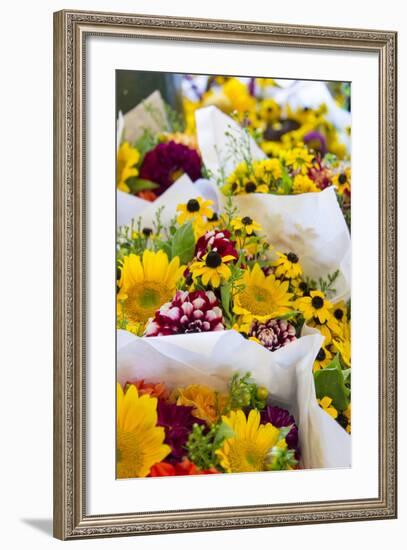 USA, Washington, Seattle, Colorful bouquets at Pike Place Public.-Trish Drury-Framed Photographic Print