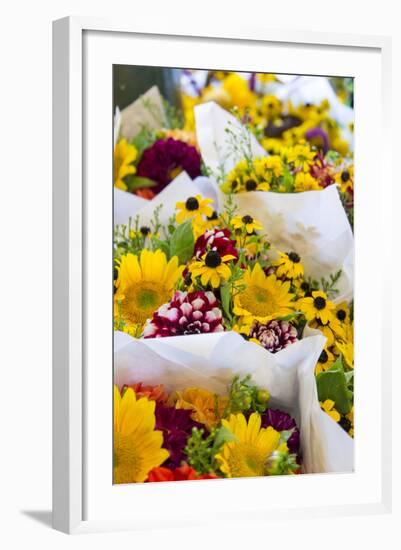 USA, Washington, Seattle, Colorful bouquets at Pike Place Public.-Trish Drury-Framed Photographic Print