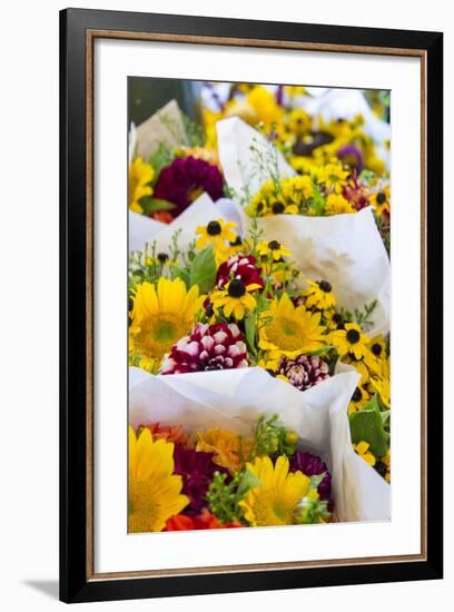 USA, Washington, Seattle, Colorful bouquets at Pike Place Public.-Trish Drury-Framed Photographic Print