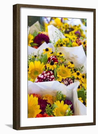 USA, Washington, Seattle, Colorful bouquets at Pike Place Public.-Trish Drury-Framed Photographic Print