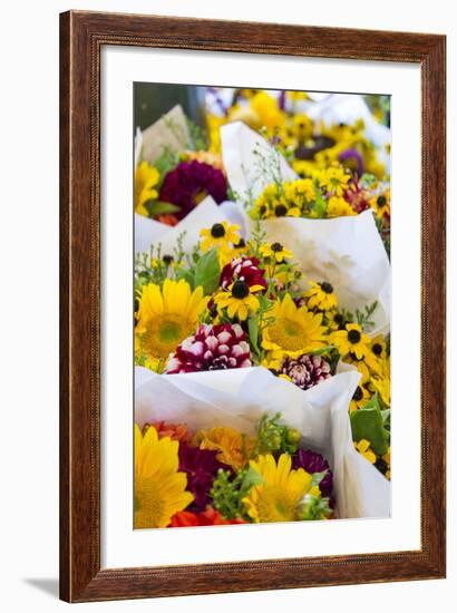 USA, Washington, Seattle, Colorful bouquets at Pike Place Public.-Trish Drury-Framed Photographic Print