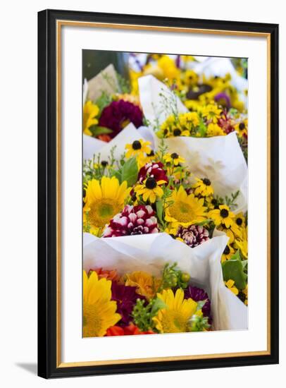 USA, Washington, Seattle, Colorful bouquets at Pike Place Public.-Trish Drury-Framed Photographic Print