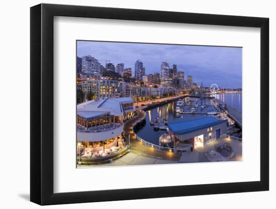 USA, Washington, Seattle. Night Time Skyline from Pier 66-Brent Bergherm-Framed Photographic Print