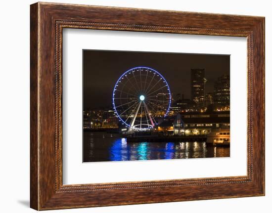 USA, Washington, Seattle. Seattle Great Wheel at Night on Pier 67-Trish Drury-Framed Photographic Print