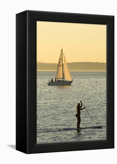 USA, Washington, Seattle. Watersports on the Puget Sound.-Steve Kazlowski-Framed Premier Image Canvas