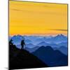 USA, Washington State. A backpacker descending from the Skyline Divide at sunset.-Gary Luhm-Mounted Photographic Print