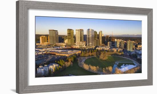 USA, Washington State, Bellevue. Downtown Park and skyline.-Merrill Images-Framed Photographic Print