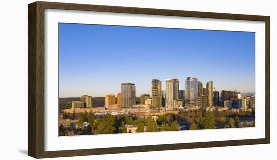 USA, Washington State, Bellevue. Skyscrapers and downtown skyline.-Merrill Images-Framed Photographic Print