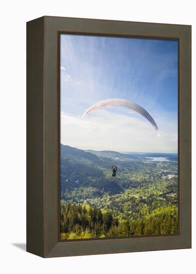 USA, Washington State, Issaquah. Paragliders launch from Tiger Mountain-Merrill Images-Framed Premier Image Canvas