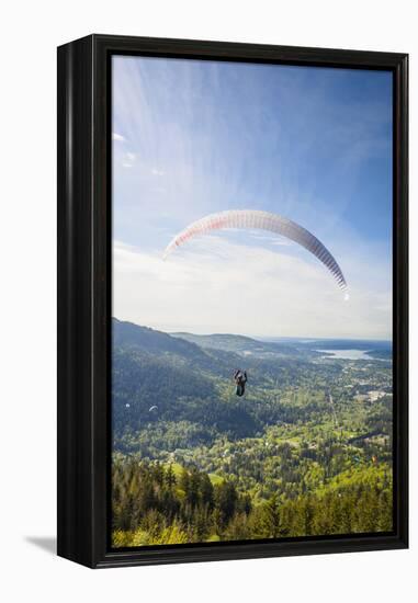 USA, Washington State, Issaquah. Paragliders launch from Tiger Mountain-Merrill Images-Framed Premier Image Canvas